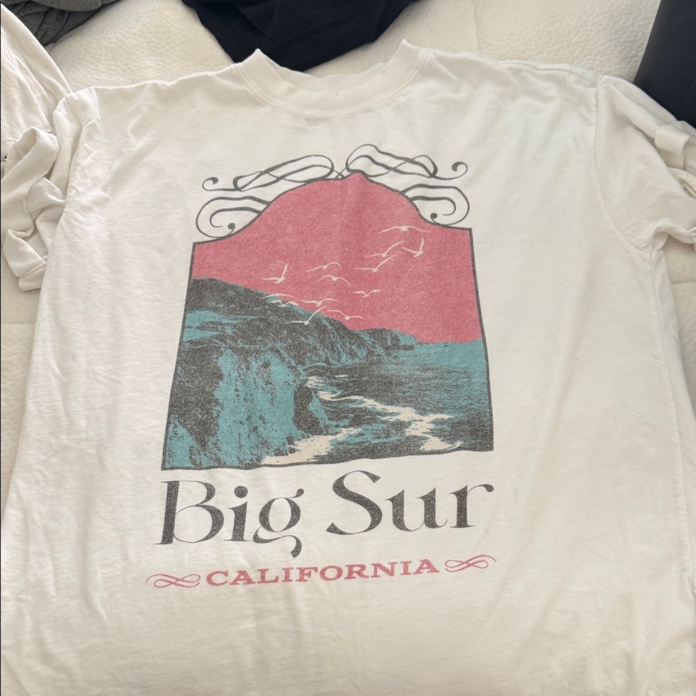 Big Sur Graphic Tee - White distressed at the bottom